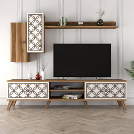 Hanah Home Unidad de TV Class S - Nogal y Blanco